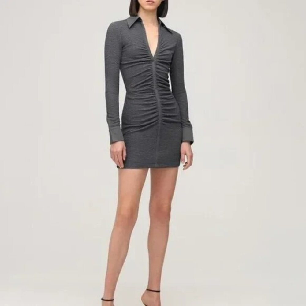 ROTATE Birger Christensen Gray Textured Simone Shirt Dress NWT $255 Size 8 | 40